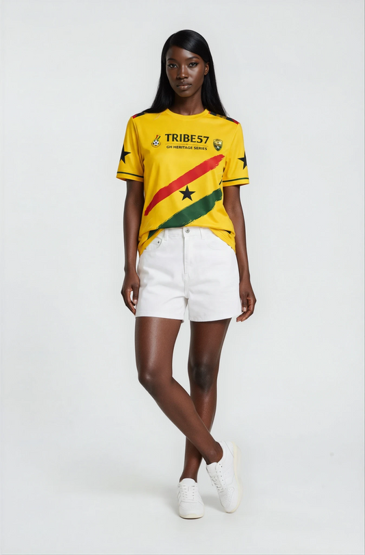 Roots of Glory – Premium Women’s Ghana Heritage Jersey (Yellow)