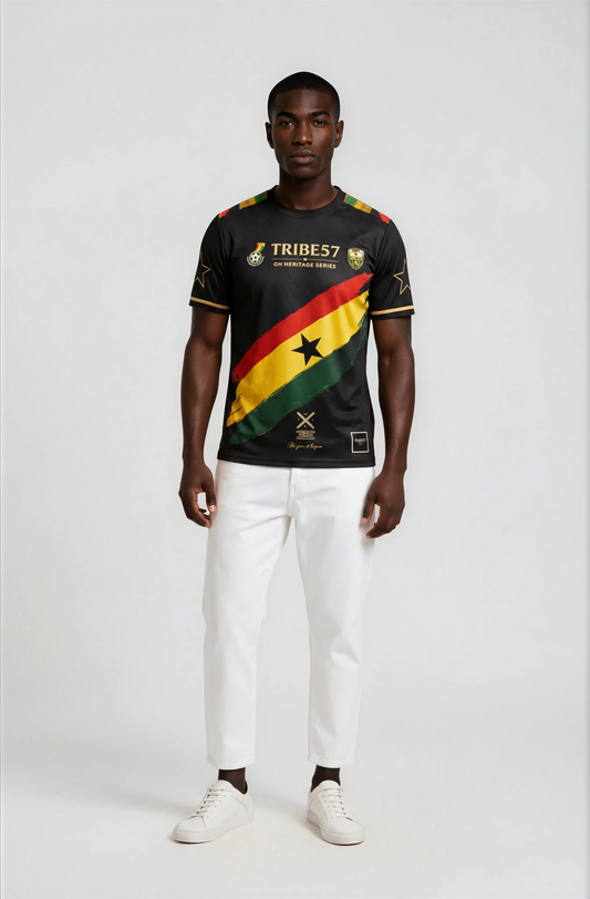 Ancestor Code – Premium Ghana Heritage Jersey (Black)