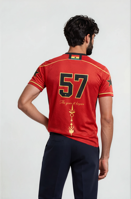 Fire of Unity – Premium Ghana Heritage Jersey (Red)