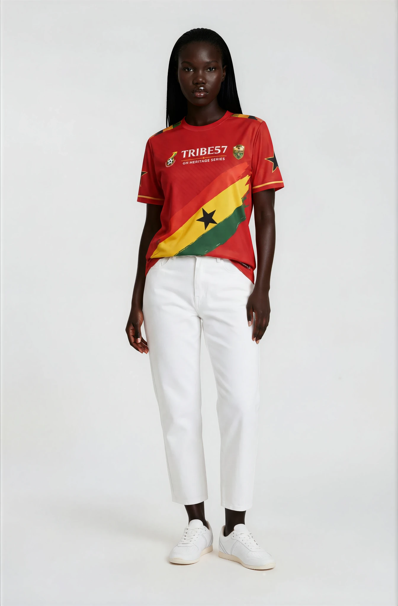 Fire of Unity – Premium Women’s Ghana Heritage Jersey (Red)
