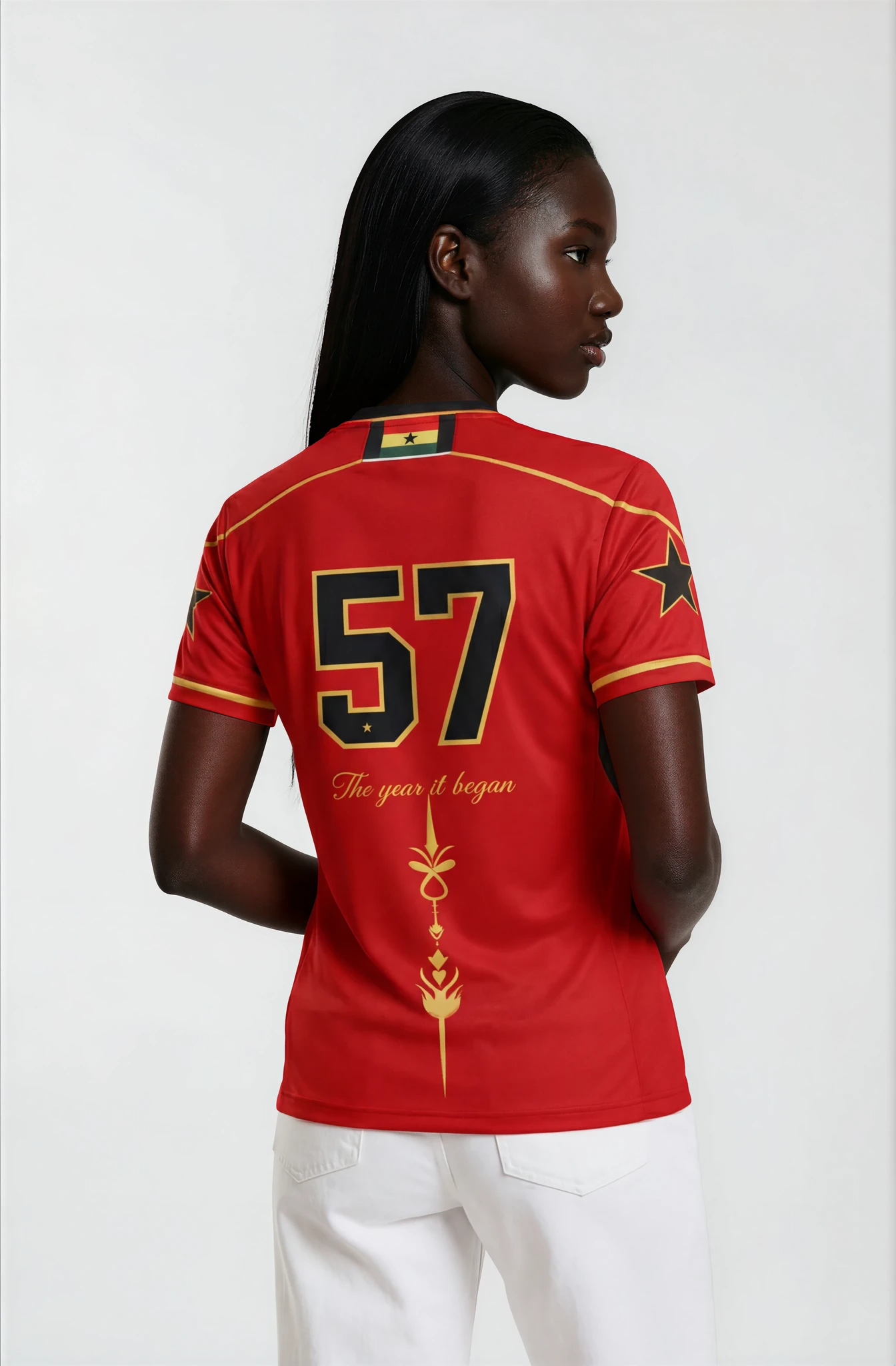 Fire of Unity – Premium Women’s Ghana Heritage Jersey (Red)