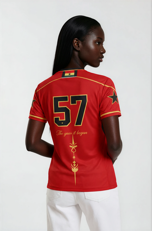 Fire of Unity – Premium Women’s Ghana Heritage Jersey (Red)